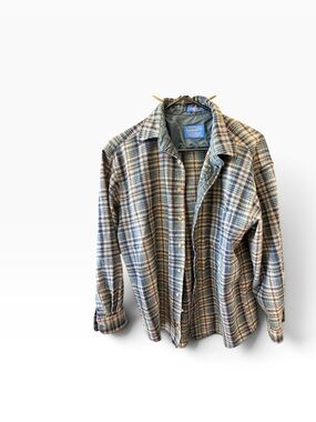 Pendleton Plaid Wool-Lined Shirt Jacket in Blue and Brown Tones
